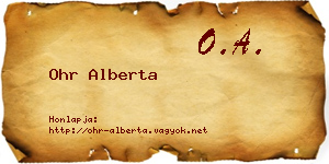 Ohr Alberta névjegykártya